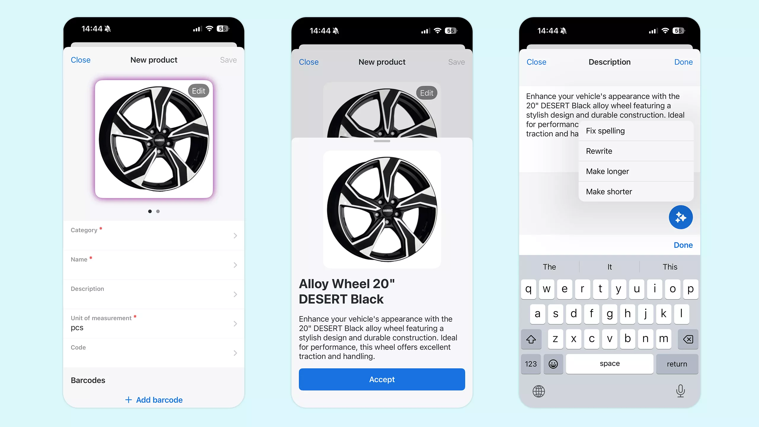 AI product recognition by photo in RO mobile App