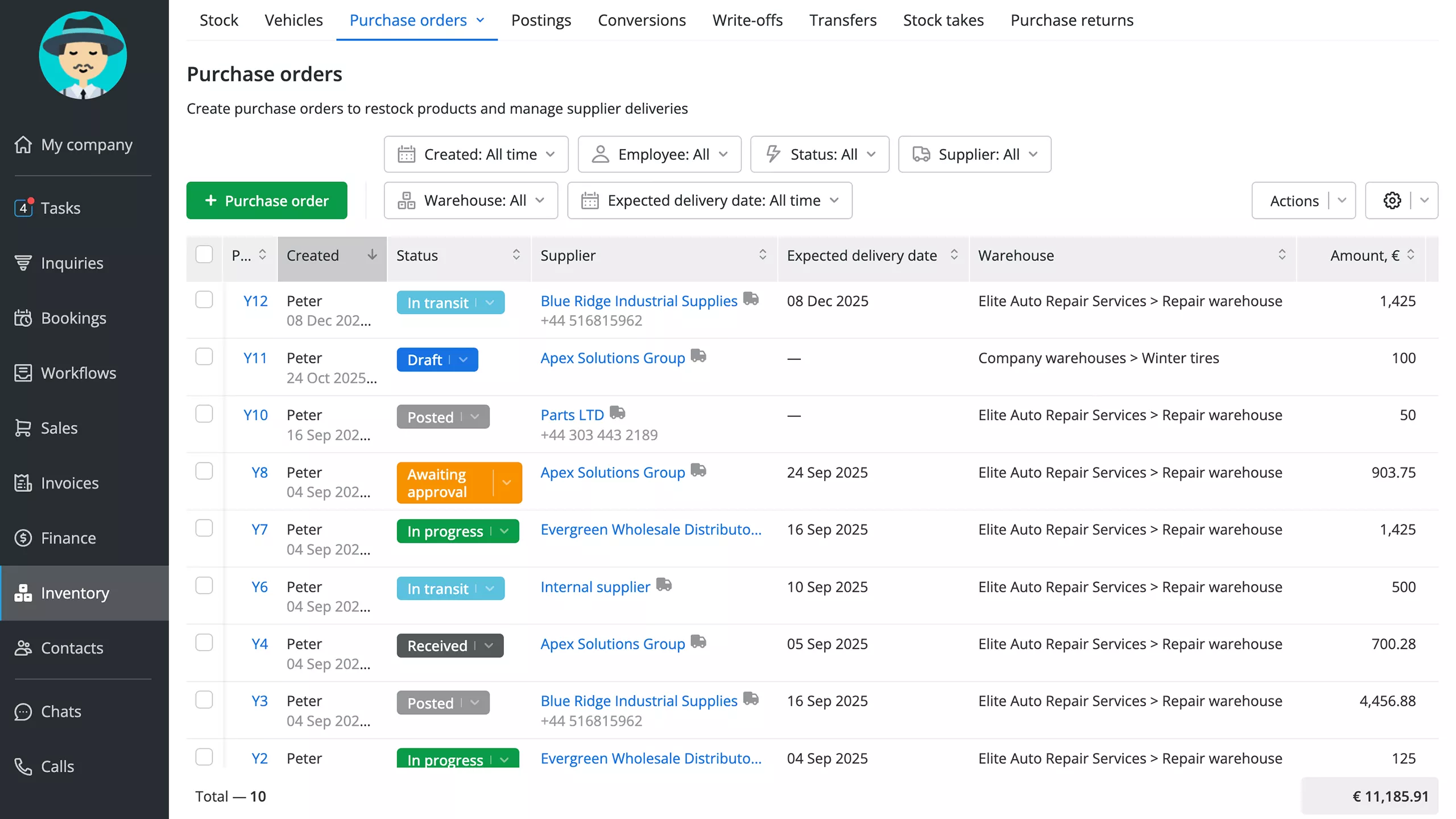 Purchase orders in RO App auto repair software