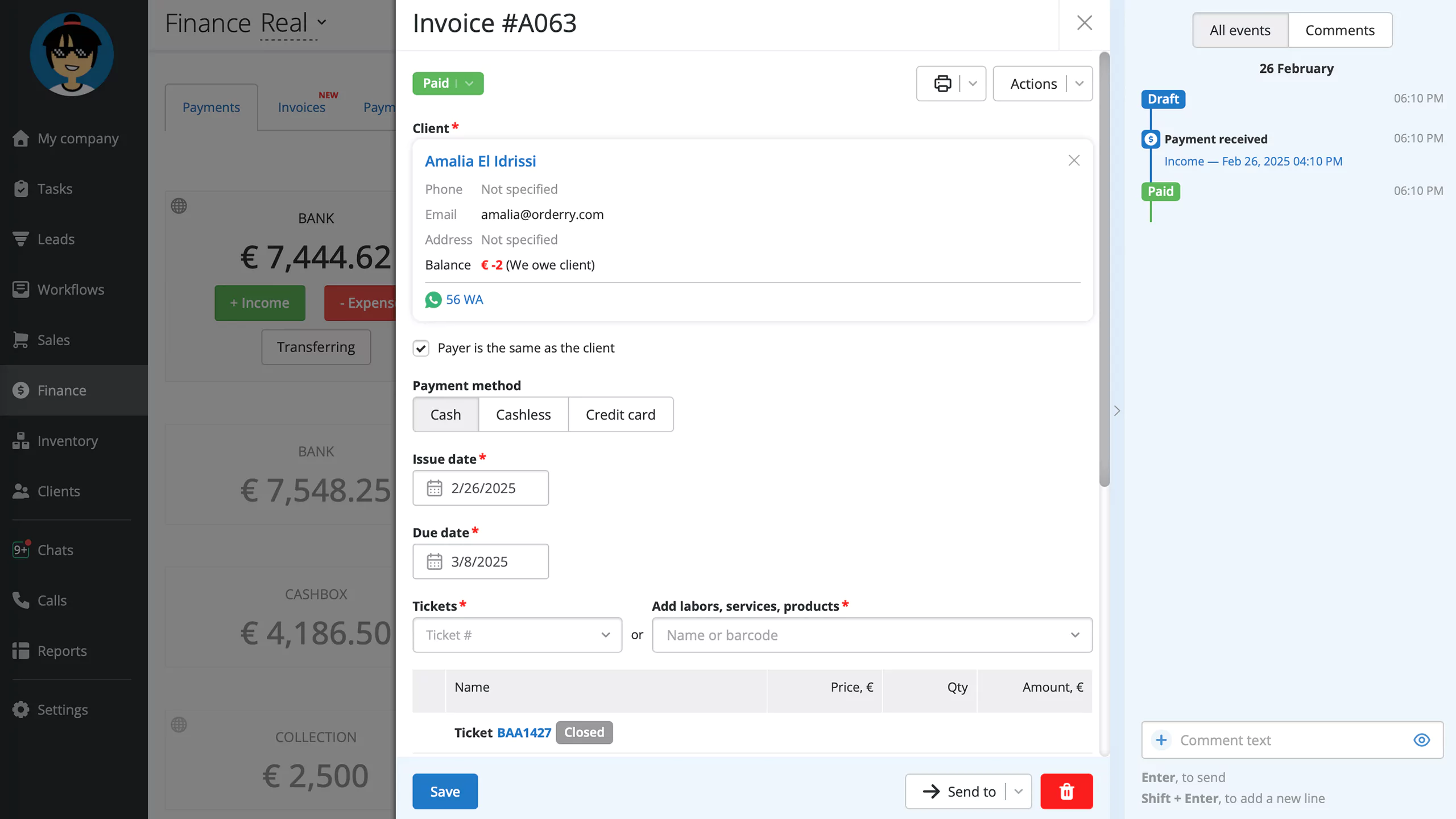 Invoicing and payments in RO App