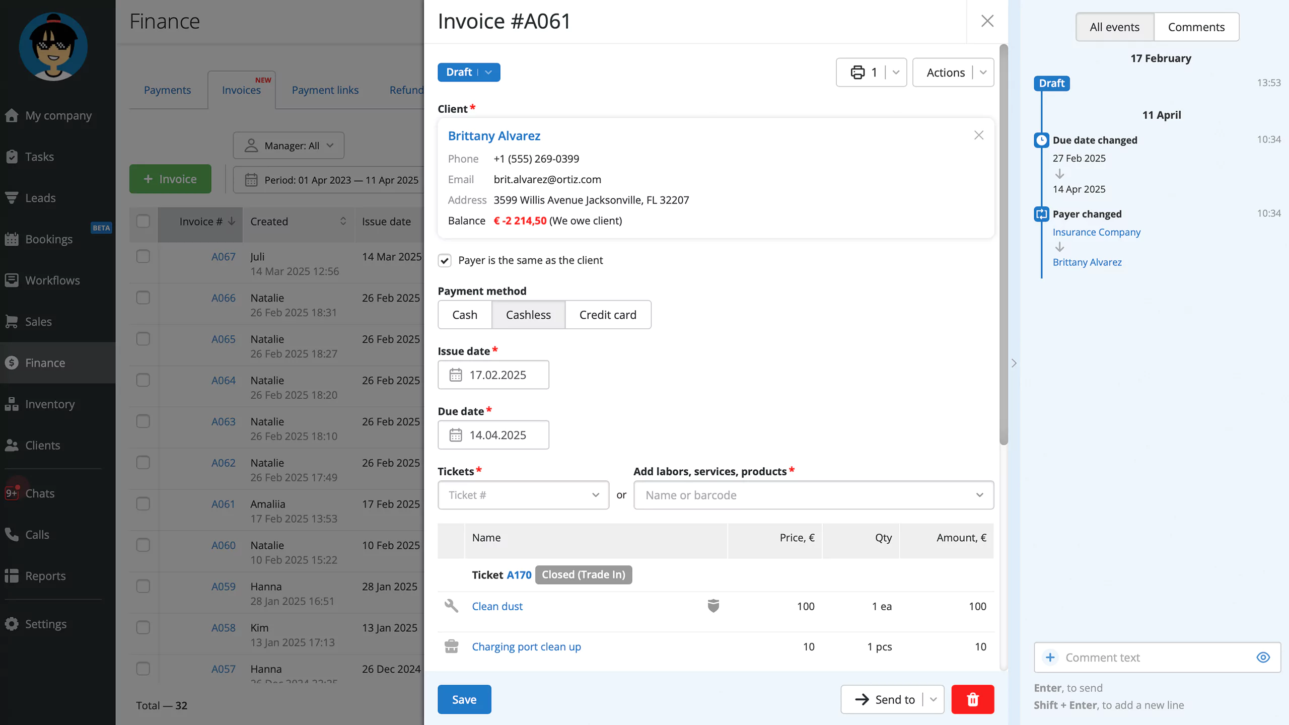 Automated data transfer from order to invoice in RO App