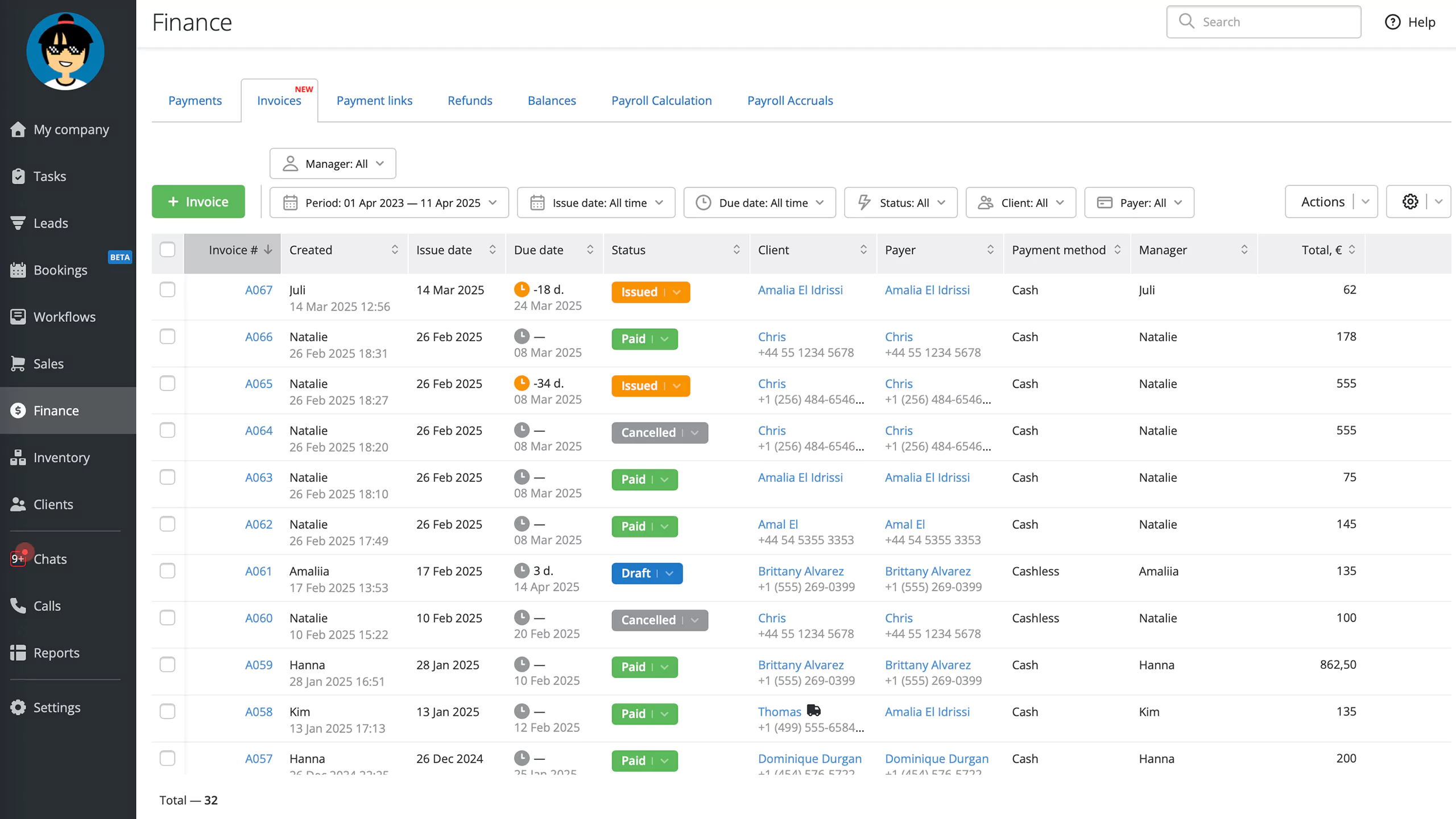 Invoice tracking and management in RO App