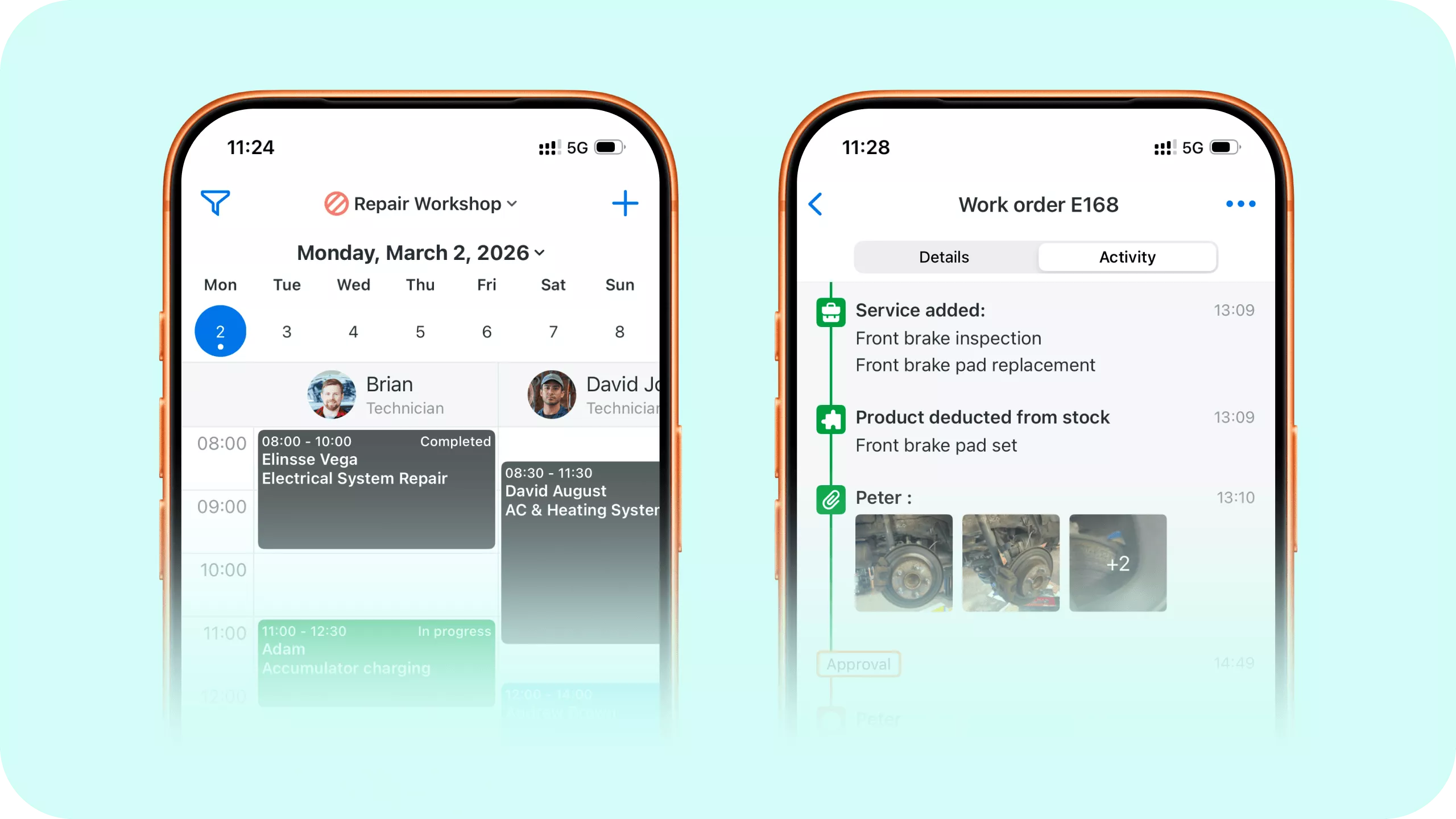 Mobile work order management and scheduling in the RO mobile App