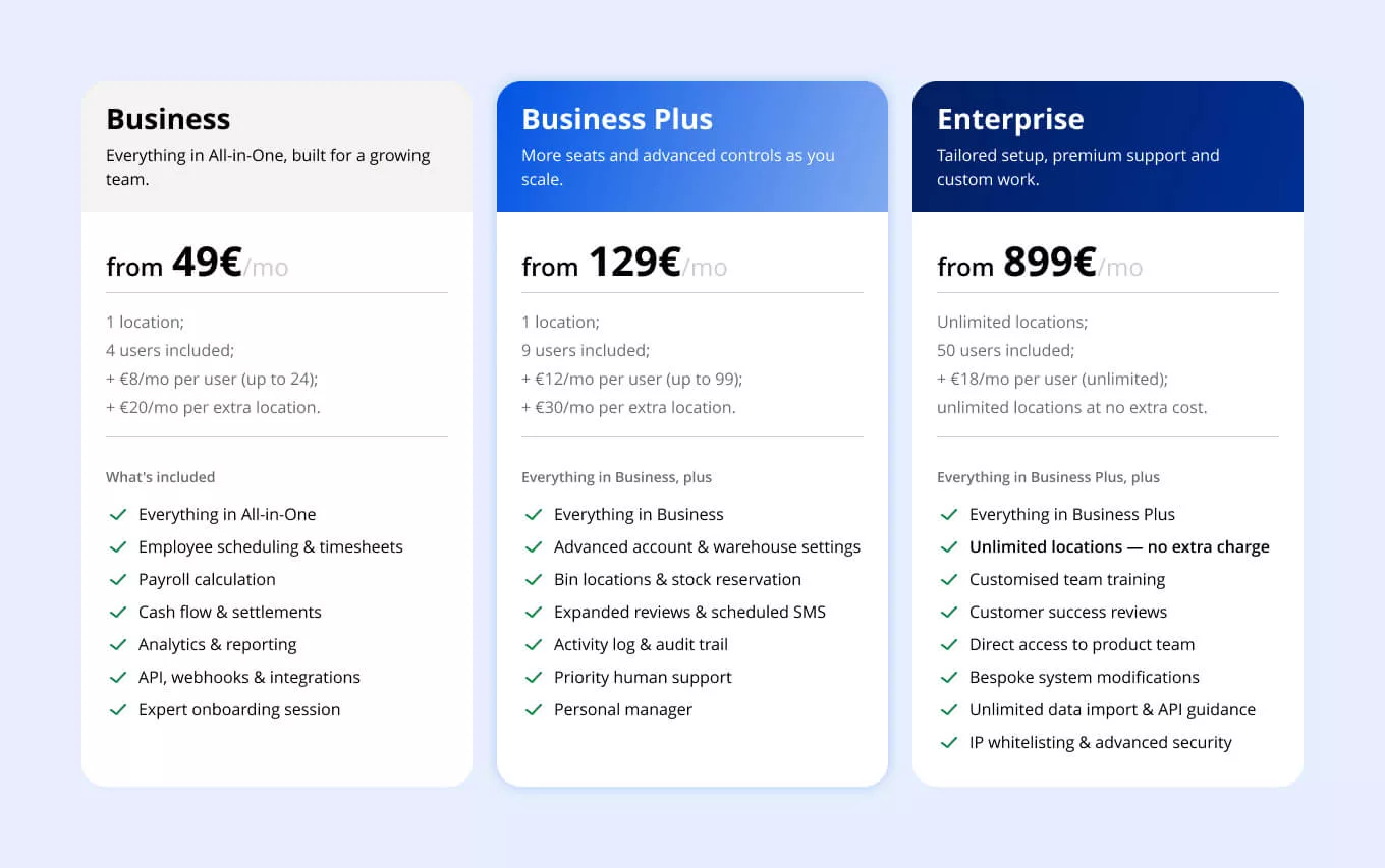 Business Plans for companies that want the complete RO App experience with advanced functionality and support