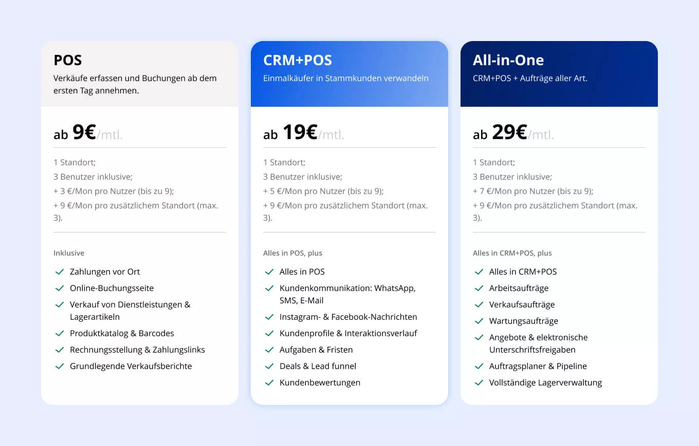 Starter-Tarife f&uuml;r Unternehmen, die nur ausgew&auml;hlte Funktionen ben&ouml;tigen