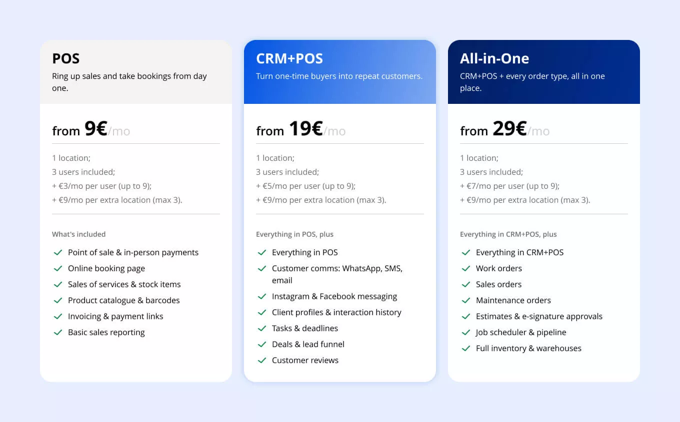 Starter Products for businesses that only need a specific part of the platform