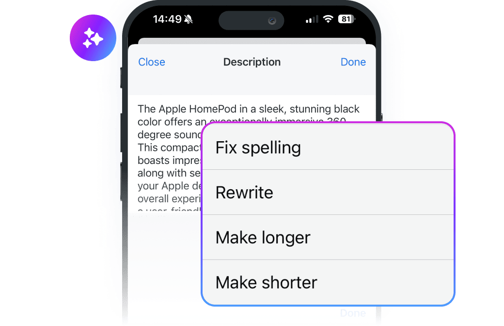 Mobile AI Writing Assistant for Clearer Text in Seconds