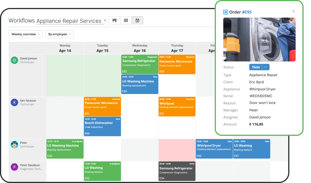 Software de programación de reparaciones de electrodomésticos para mantener a su equipo organizado