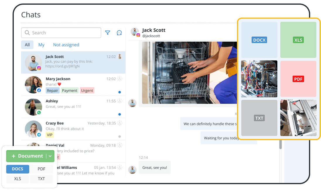 CRM para reparación de electrodomésticos y herramientas de comunicación con clientes