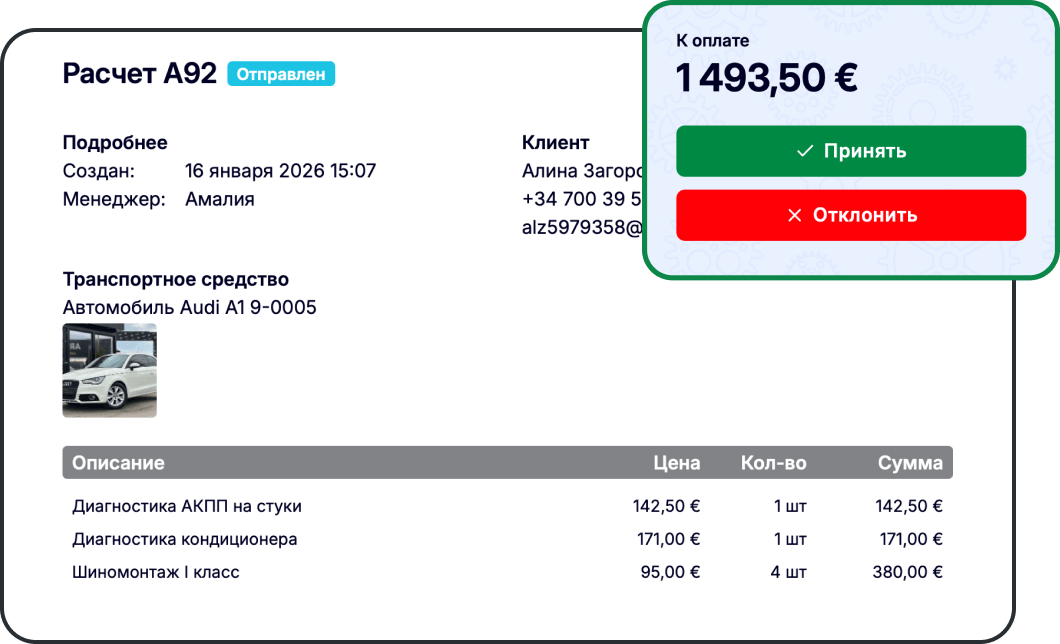 Онлайн-согласование калькуляций и формирование счетов
