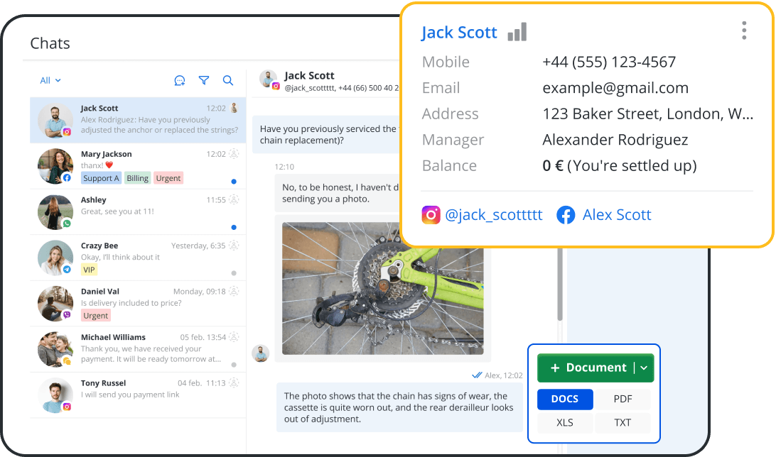 Bike Shop CRM with Customer Communication Tools