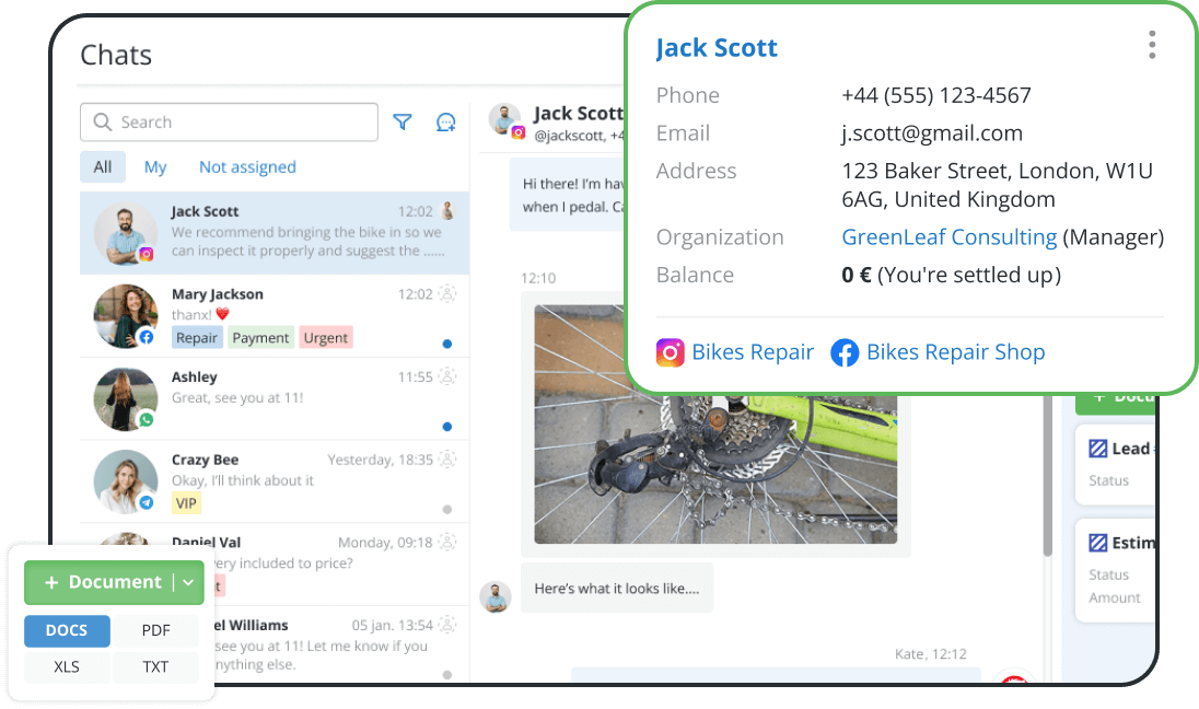 Bike Shop CRM with Customer Communication Tools