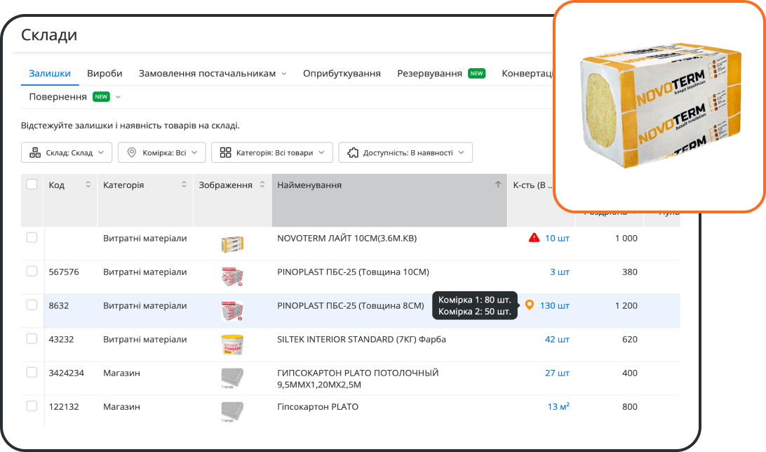 Складський облік будівельних матеріалів та інструментів