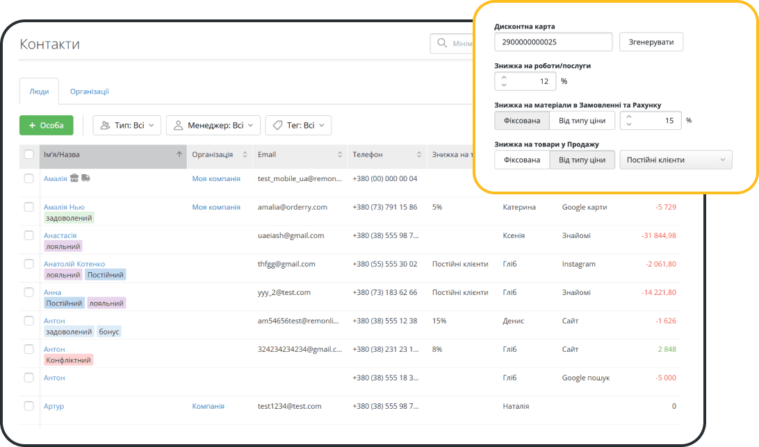 Налаштування персональних знижок для клієнтів