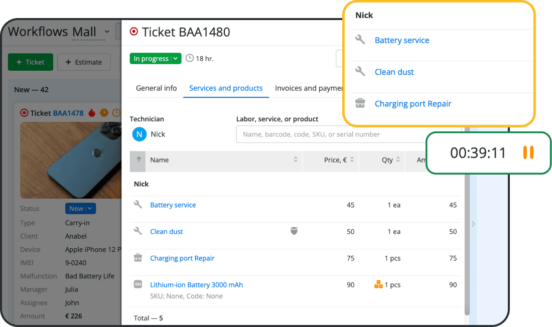 Auftragsbezogene Zeiterfassung f&uuml;r Reparatur- und Serviceteams 