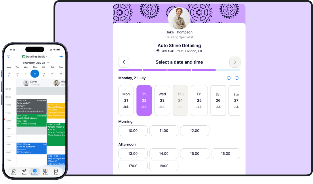 Offer 24/7 Online Booking with Auto Detailing Booking Software