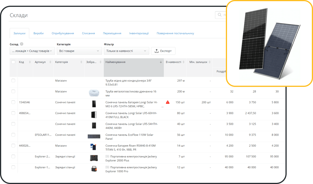 Автоматизований складський облік у програмі