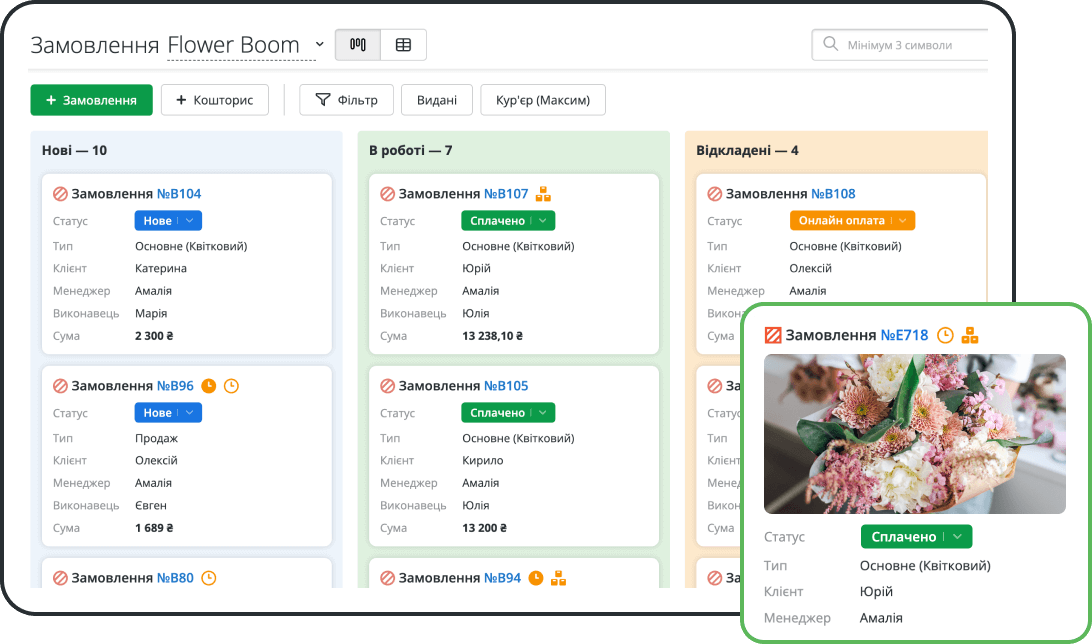 Контроль замовлень і флористів в одному вікні програми
