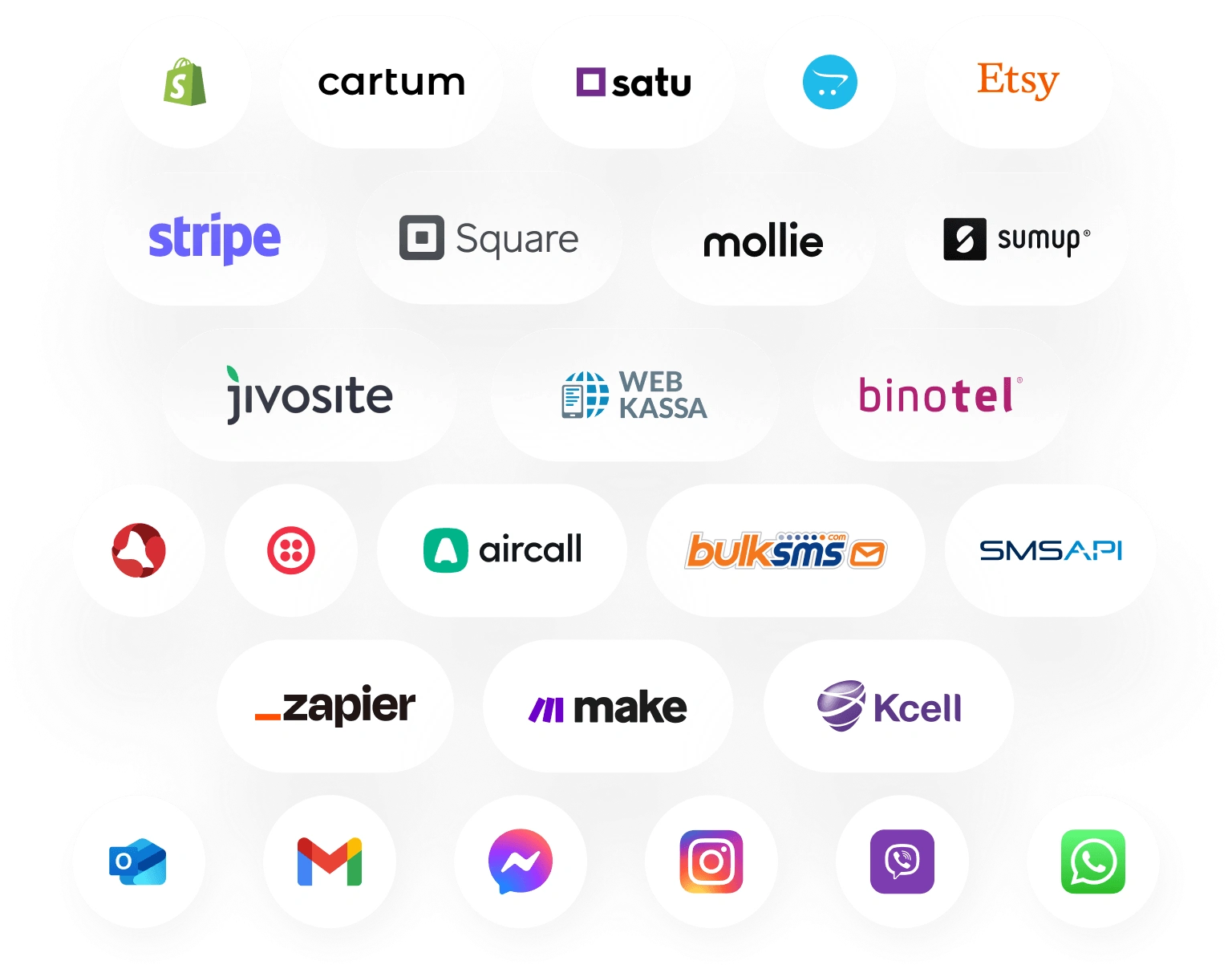 Небольшая часть интеграций, доступных в RO App