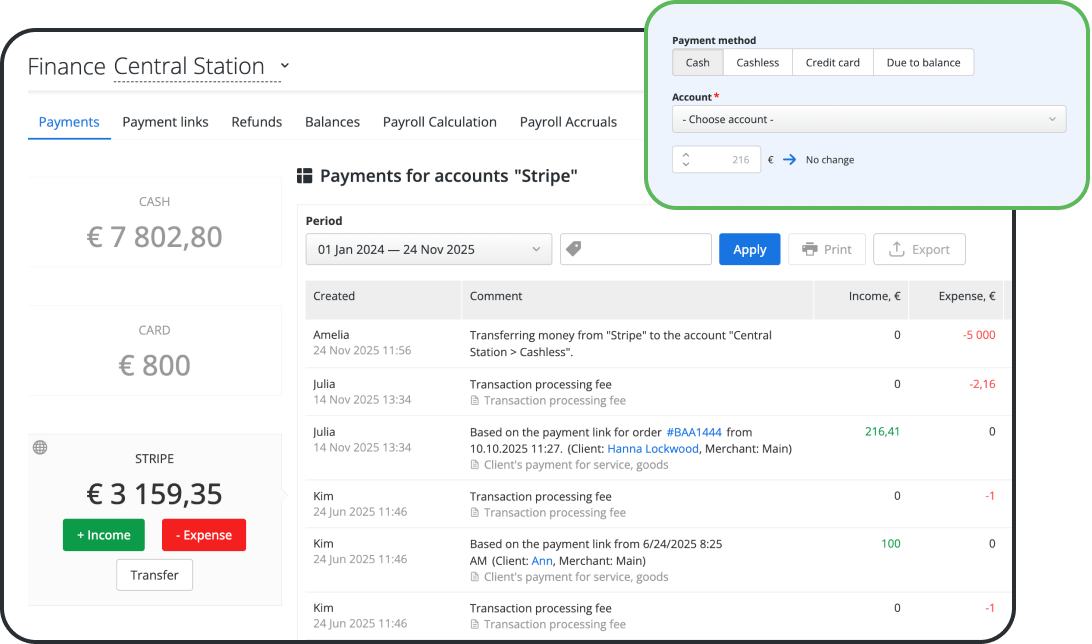 Verfolgen Sie persönliche Zahlungen mit intelligenter Cashflow- und Kontenverwaltung