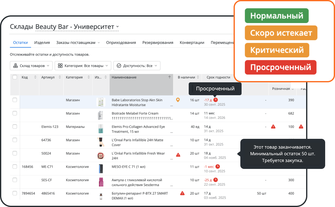 Контролируйте остатки в одной POS-системе с учетом товаров
