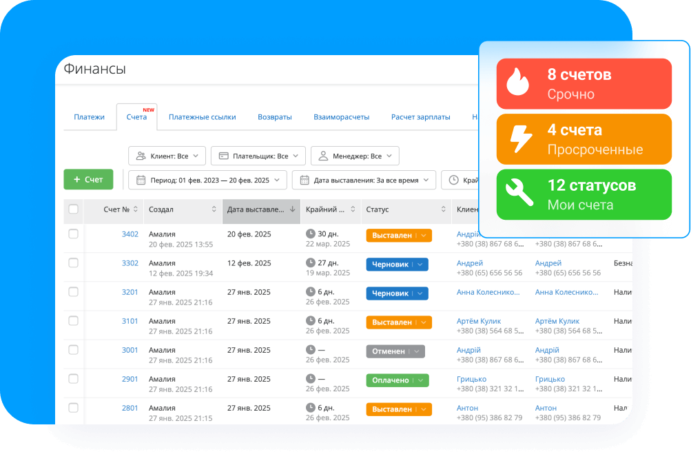 Контролируйте срок оплаты