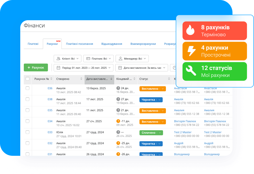 Контролюйте термін оплати