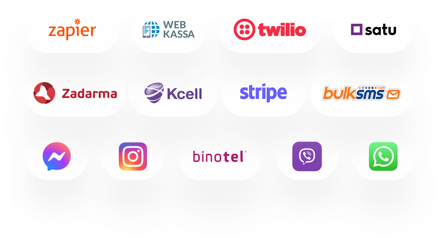 Небольшая часть интеграций, доступных в RO App