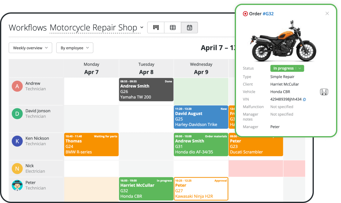 Software de programación de reparaciones de motocicletas para maximizar la eficiencia de su taller
