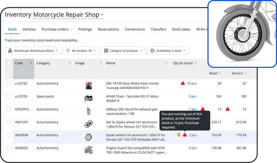 Real-Time Parts & Stock Management for Motorcycle Shops