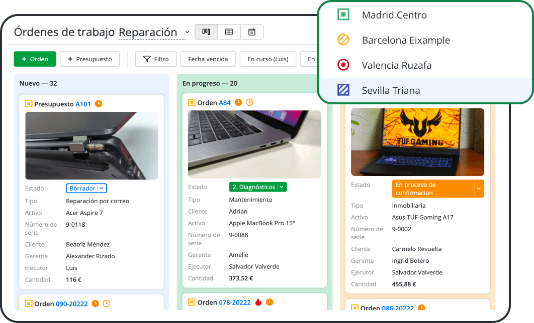 Software de seguimiento de reparaciones que mantiene todos los trabajos en marcha