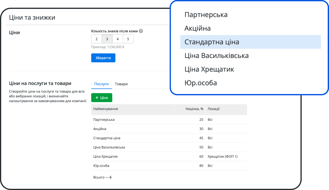 Налаштування ціноутворення для кожної локації