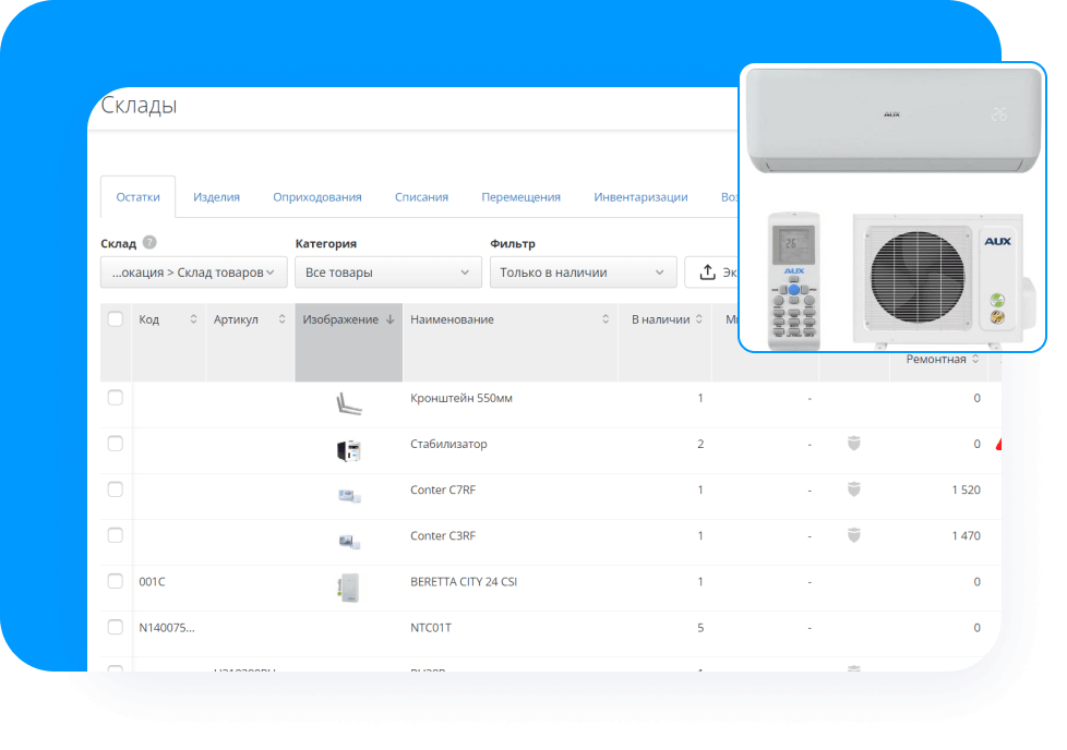 Учет запчастей, материалов и инструментов