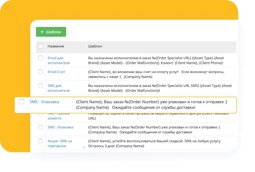 Оповещения об изменениях в заказе