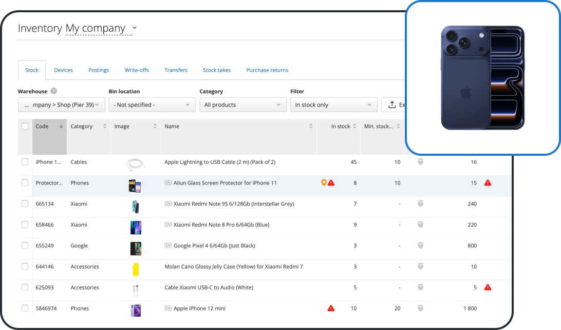 Control de inventario en tiempo real para talleres de reparación móvil