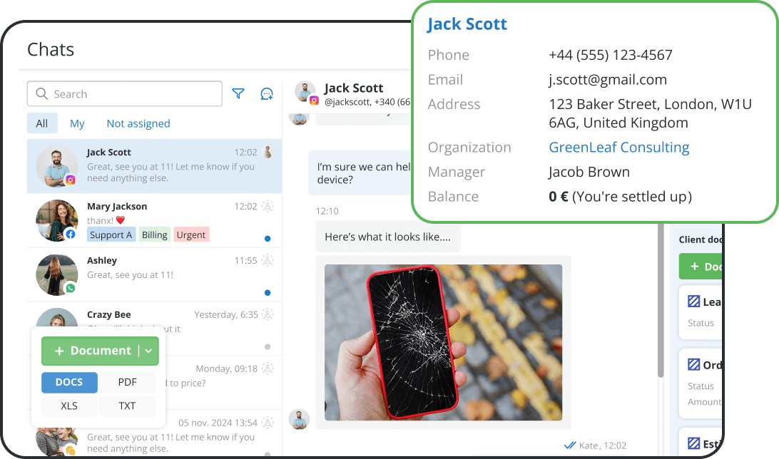 Software para talleres de reparación de teléfonos con CRM y mensajería integrados