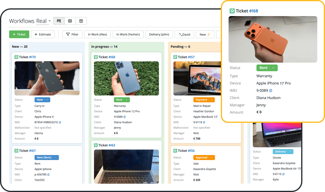 Gestión de órdenes de reparación para cualquier taller de telefonía móvil