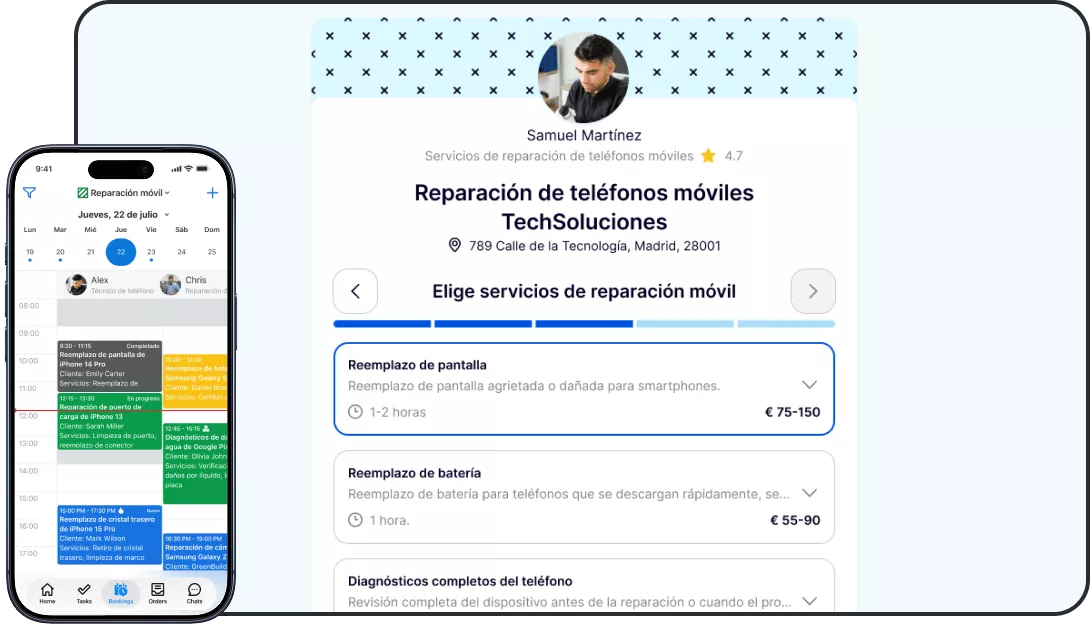 Software de reservas de reparaciones de tel&eacute;fonos m&oacute;viles que llena tu taller