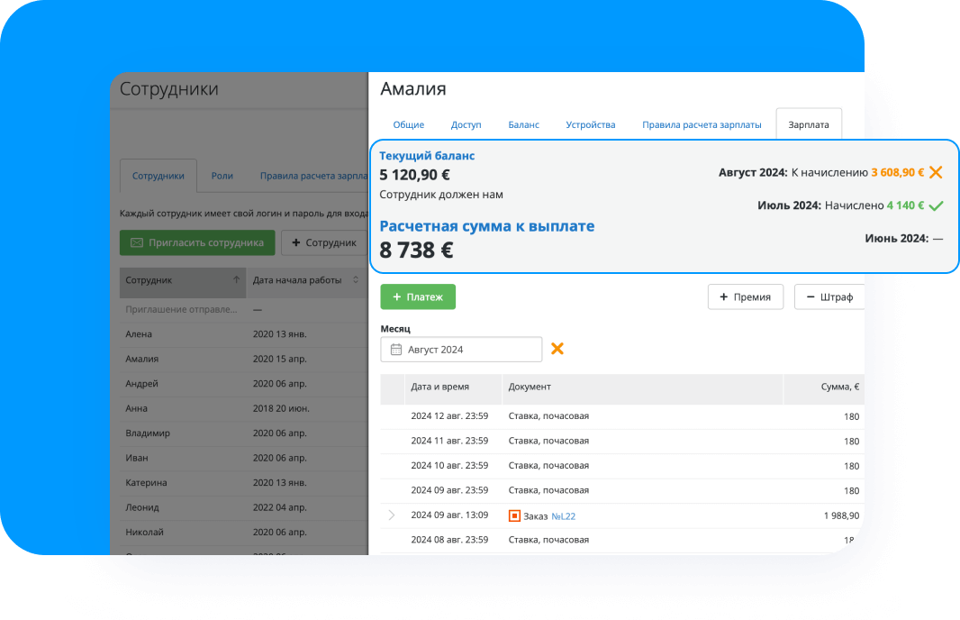 График сотрудников