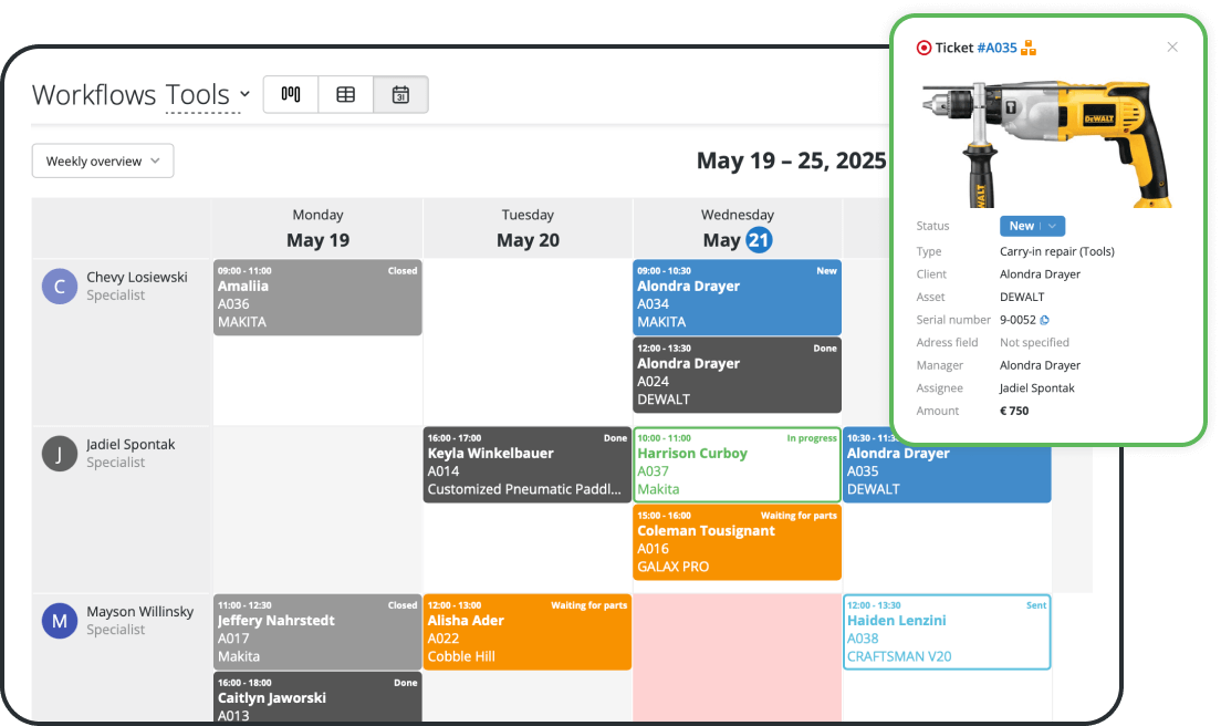 Power Tool Repair Shop Software
