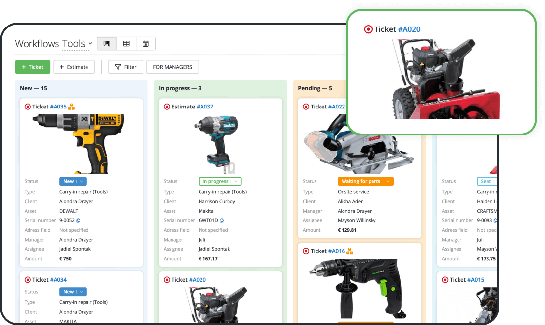 Power Tool Repair Shop Software