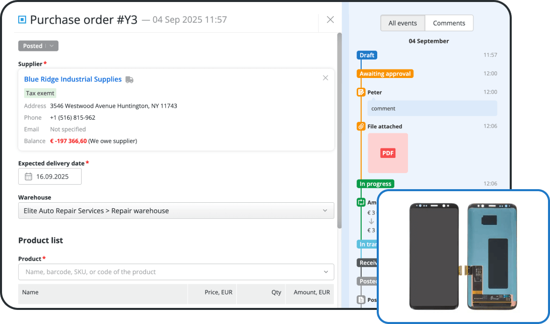 Automatycznie synchronizuj zapasy po otrzymaniu dostaw