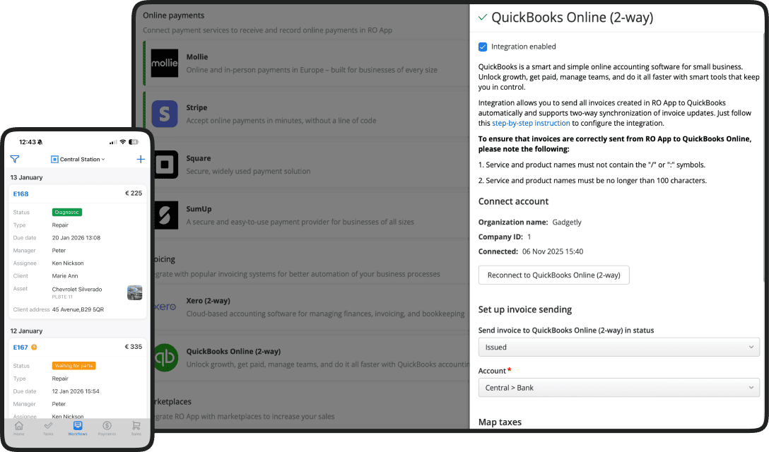 Integra&ccedil;&atilde;o com o QuickBooks com suporte ao cliente e integra&ccedil;&atilde;o