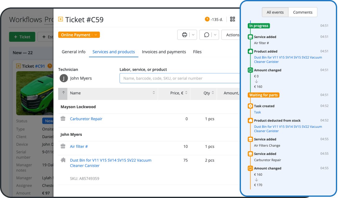 Gest&atilde;o de Ordens de Servi&ccedil;o para Servi&ccedil;os na Oficina e no Local