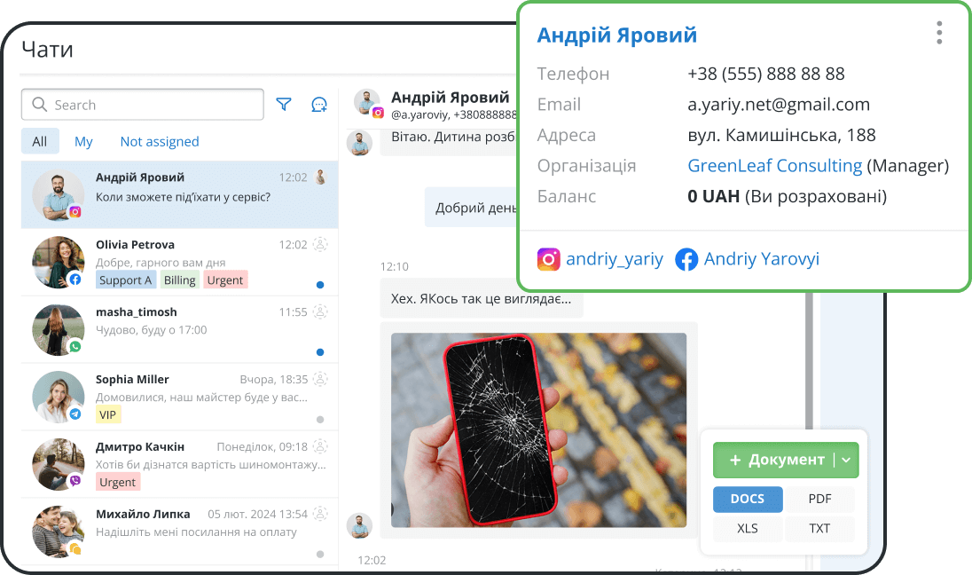 Вся комунікація з клієнтами в одному вікні