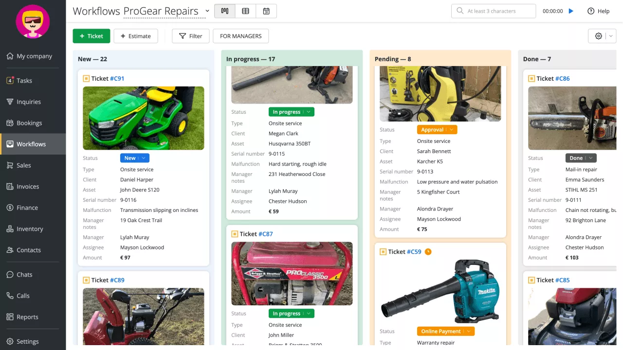 Repair workflows in RO App