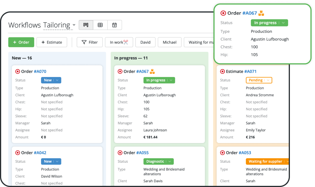 Track Tailor Orders Easily