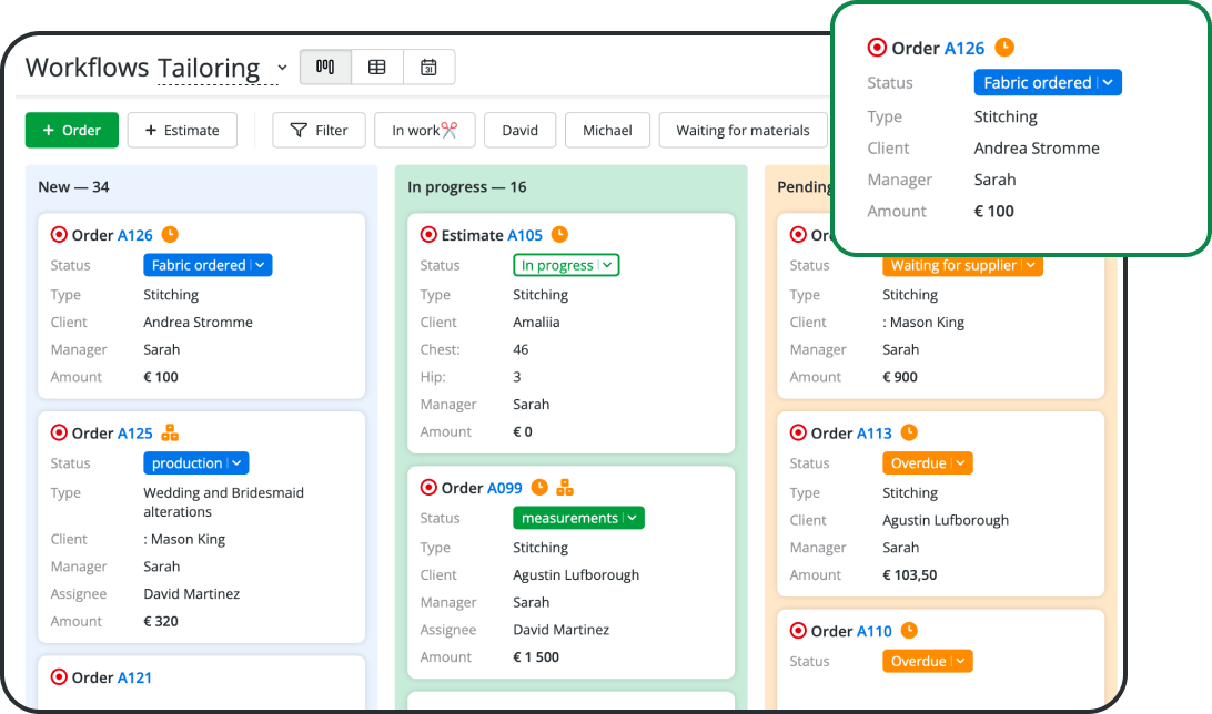 Rastreie Facilmente os Pedidos de Alfaiate