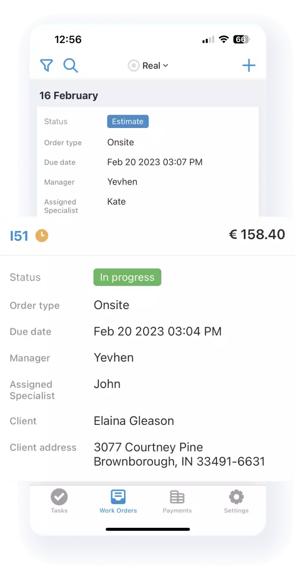 Processing jobs in the RO App Work Orders app