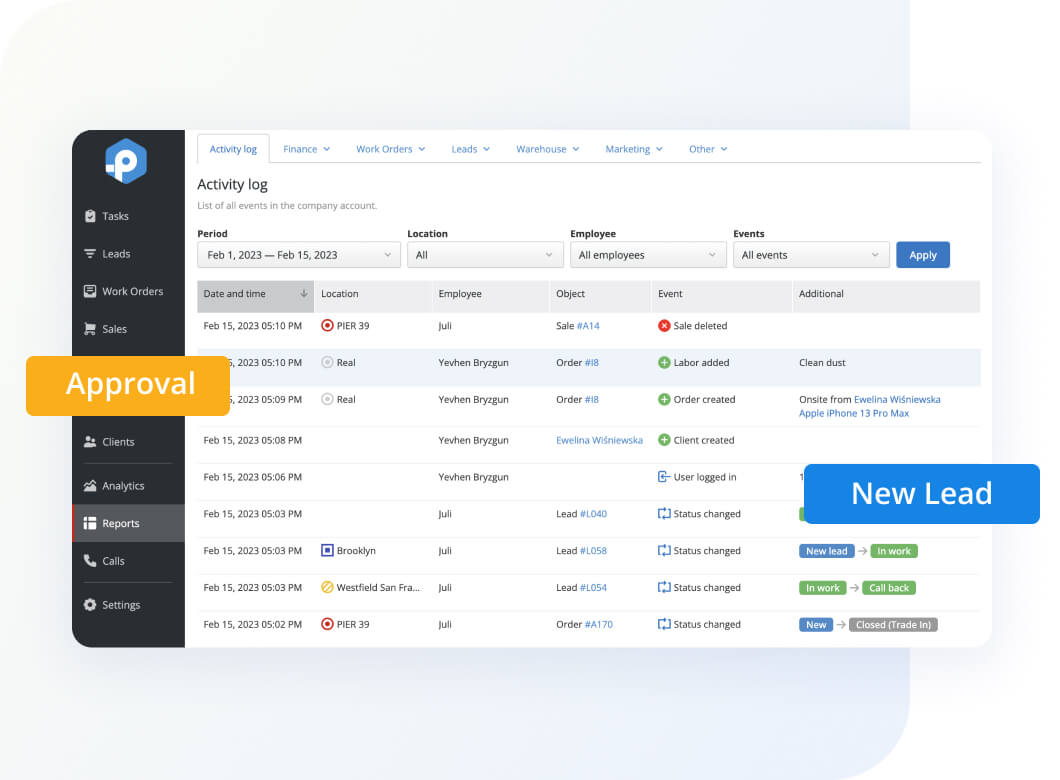 Logging of Employee Actions