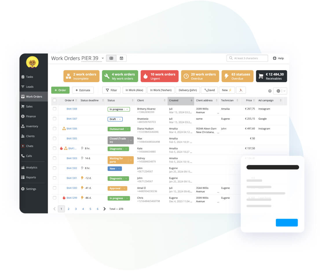 Fast Work Order Processing